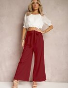 h&s Pantaloni Bordeaux Largi cu centură textilă Tip Paper Bag Lasette