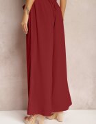 h&s Pantaloni Bordeaux Largi cu centură textilă Tip Paper Bag Lasette