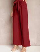 h&s Pantaloni Bordeaux Largi cu centură textilă Tip Paper Bag Lasette
