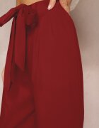 h&s Pantaloni Bordeaux Largi cu centură textilă Tip Paper Bag Lasette