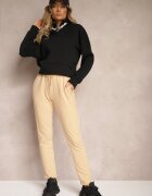 h&s Pantaloni Casual Bej din Bumbac Talie înaltă cu elastic în talie Beliefra