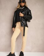 h&s Pantaloni Casual Bej din Bumbac Talie înaltă cu elastic în talie Beliefra