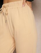 h&s Pantaloni Casual Bej din Bumbac Talie înaltă cu elastic în talie Beliefra