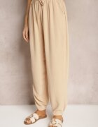 h&s Pantaloni Casual Bej High Waist Finisați cu elastic în talie Dimrue