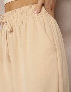 h&s Pantaloni Casual Bej High Waist Finisați cu elastic în talie Dimrue