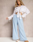 h&s Pantaloni Culotte Albastru deschis Talie înaltă cu elastic în talie Lipadre