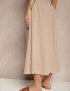h&s Pantaloni Culotte Bej cu pliuri decorative Fenodria