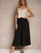 h&s Pantaloni culotte negri cu încrețituri decorative Fenodria
