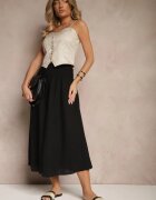 h&s Pantaloni culotte negri cu încrețituri decorative Fenodria