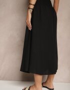 h&s Pantaloni culotte negri cu încrețituri decorative Fenodria