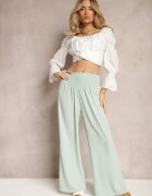 h&s Pantaloni Culotte Verde deschis Talie înaltă cu elastic în talie Lipadre