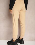 h&s Pantaloni de trening bej din bumbac High Waist decorate cu buzunare cu fermoar Fedela