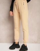 h&s Pantaloni de trening bej din bumbac High Waist decorate cu buzunare cu fermoar Fedela