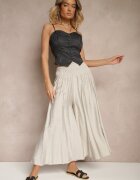 h&s Pantaloni Gri deschis croi larg Culottes talie înaltă lungime 7/8 Ulanova
