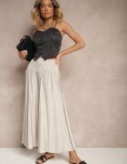 h&s Pantaloni Gri deschis croi larg Culottes talie înaltă lungime 7/8 Ulanova