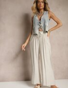 h&s Pantaloni Gri deschis Tip Palazzo Cu croi larg Talie înaltă Ornamentați cu șnur Yaslevia