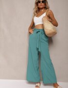 h&s Pantaloni Largi Mentă cu curea de material tip Paper Bag Lasette
