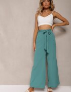 h&s Pantaloni Largi Mentă cu curea de material tip Paper Bag Lasette