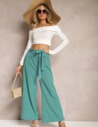 h&s Pantaloni Largi Mentă cu curea de material tip Paper Bag Lasette