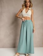 h&s Pantaloni Largi Mentă High Waist Decorați cu Legătură Telonia
