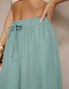 h&s Pantaloni Largi Mentă High Waist Decorați cu Legătură Telonia
