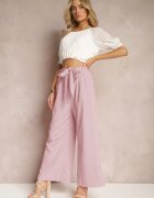 h&s Pantaloni largi roz închis cu curea din material tip Paper Bag Lasette