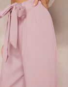 h&s Pantaloni largi roz închis cu curea din material tip Paper Bag Lasette