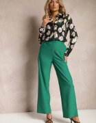 h&s Pantaloni Largi Verzi în stil Paper Bag cu cordon din material Xennia