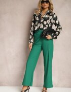 h&s Pantaloni Largi Verzi în stil Paper Bag cu cordon din material Xennia