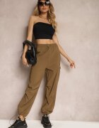 h&s Pantaloni Maro Largi Talie înaltă Stil cargo Cu elastic în talie Ellcara