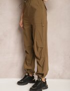 h&s Pantaloni Maro Largi Talie înaltă Stil cargo Cu elastic în talie Ellcara