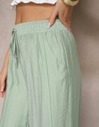 h&s Pantaloni Mentă Tip Palazzo Cu Croială Largă High Waist Decorați Cu Șnur Yaslevia