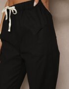 h&s Pantaloni Negri din bumbac cu șnururi Fenarlia
