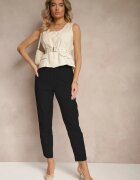 h&s Pantaloni Negri din Bumbac Decorați cu Legătură Zentebis