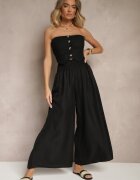 h&s Pantaloni negri largi High Waist cu gumă largă în talie Korissele
