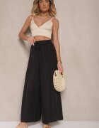 h&s Pantaloni negri largi High Waist Decorați cu legătură Telonia