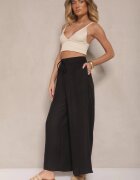 h&s Pantaloni negri largi High Waist Decorați cu legătură Telonia