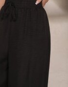 h&s Pantaloni negri largi High Waist Decorați cu legătură Telonia