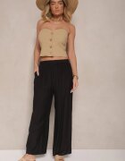 h&s Pantaloni Negri Palazzo cu croi larg High Waist Lislevia