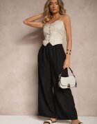 h&s Pantaloni Negri Tip Palazzo High Waist cu croială largă Arathira