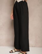 h&s Pantaloni Negri Tip Palazzo High Waist cu croială largă Arathira