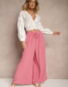 h&s Pantaloni Palazzo Roz cu Croială Largă Decorați cu Șnur Ularira
