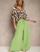 h&s Pantaloni Palazzo Verde deschis cu Croială Largă Decorat cu Șnur Ularira