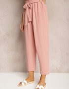 h&s Pantaloni Roz închis High Waist Legați în talie Finisați cu elastic în talie Dimixi