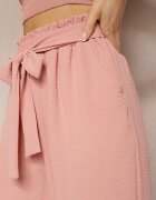 h&s Pantaloni Roz închis High Waist Legați în talie Finisați cu elastic în talie Dimixi