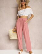 h&s Pantaloni Roz închis Regular High Waist cu cordon în talie Dimeca