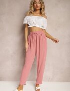 h&s Pantaloni Roz închis Regular High Waist cu cordon în talie Dimeca