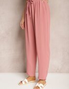 h&s Pantaloni Roz închis Regular High Waist cu cordon în talie Dimeca