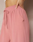 h&s Pantaloni Roz închis Regular High Waist cu cordon în talie Dimeca