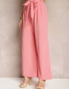 h&s Pantaloni roz larghi cu cordon din material tip Paper Bag Lasette